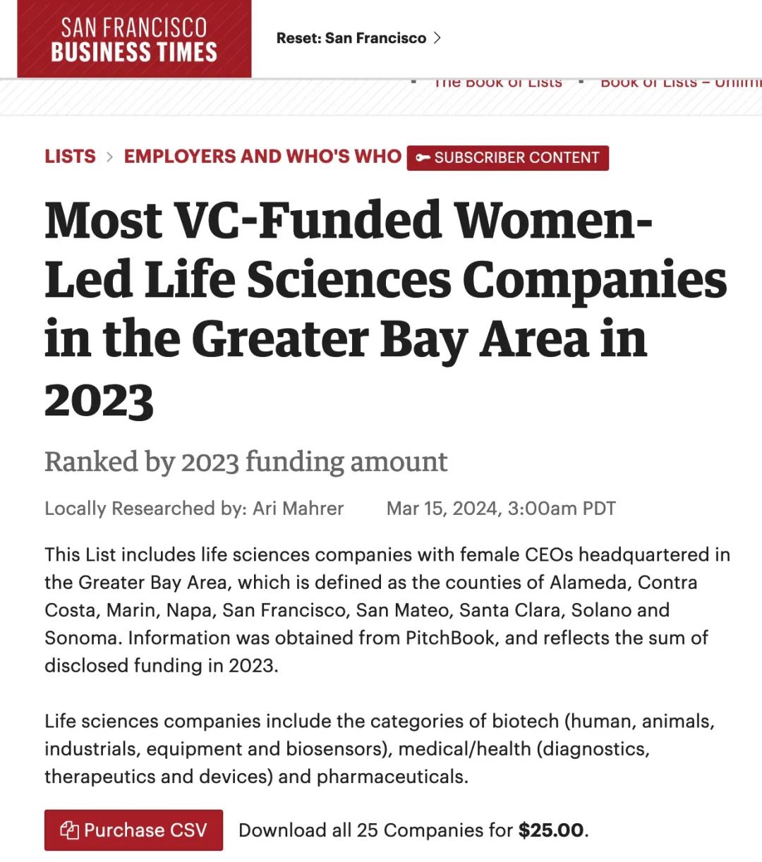 Women-Led Life Sciences Companies in the Greater Bay Area Ranking List Revealed: N1 Life Was Selected